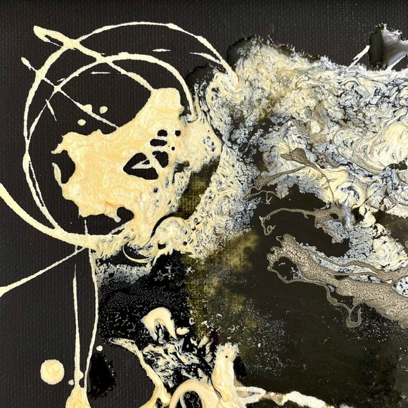 Moon Over Brahms - Original Art Mixed Media Collage Painting 14"x14" - Picture 4 of 8